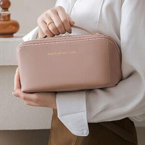 Rose of No Man's Land Large Capacity Cosmetic Makeup Bag Pink & Gold ~ Bag Only